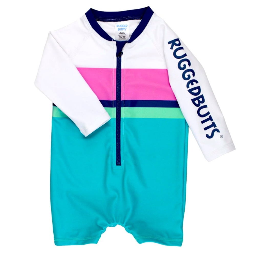 RUGGEDBUTTS baby 0-3m SwimsuitOne Piece Zipper Rash Guard UPF 50+ Sun Protection
